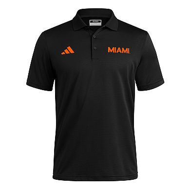 Men's adidas Black Miami Hurricanes Ultimate 365 Ottoman Polo Shirt