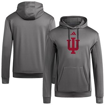 Men's adidas Gray Indiana Hoosiers Locker Logo Fleece Pullover Hoodie