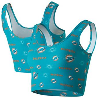Women's Concepts Sport Aqua Miami Dolphins Mosaic Allover Print Bralette