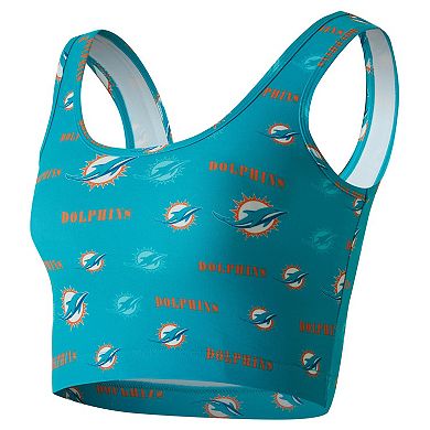 Women's Concepts Sport Aqua Miami Dolphins Mosaic Allover Print Bralette