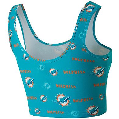 Women's Concepts Sport Aqua Miami Dolphins Mosaic Allover Print Bralette