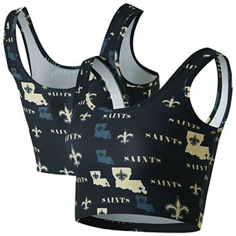 Women's Concepts Sport Black New Orleans Saints Mosaic Allover Print Bralette