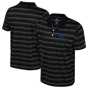 Men's Colosseum Black Air Force Falcons Milk Steak Polo