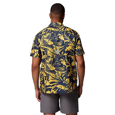 Men's Columbia Navy Michigan Wolverines Super Slack Tide Omni-Wick Button-Up Shirt