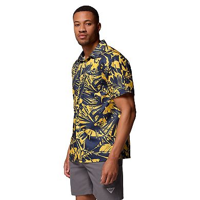 Men's Columbia Navy Michigan Wolverines Super Slack Tide Omni-Wick Button-Up Shirt