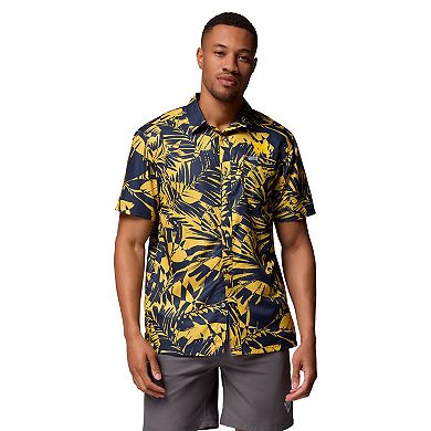 Men's Columbia Navy Michigan Wolverines Super Slack Tide Omni-Wick Button-Up Shirt