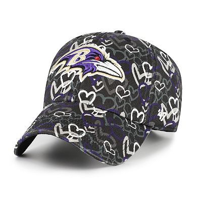 Girls Youth '47 Black Baltimore Ravens Mural Clean Up Adjustable Hat