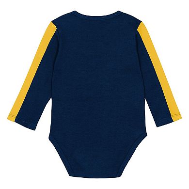 Infant Outerstuff Navy/Maize Michigan Wolverines Double Down Creeper and Pants 3-Piece Set
