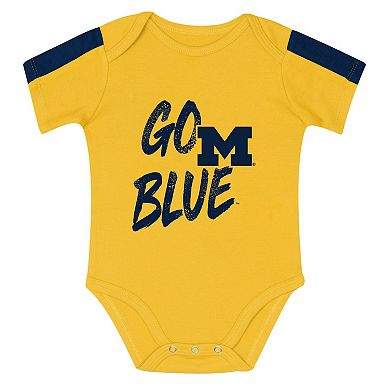 Infant Outerstuff Navy/Maize Michigan Wolverines Double Down Creeper and Pants 3-Piece Set