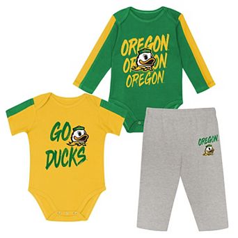 Infant Outerstuff Green/Yellow Oregon Ducks Double Down Creeper and Pants 3 pc Set