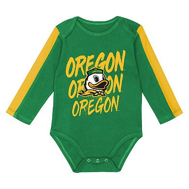 Infant Outerstuff Green/Yellow Oregon Ducks Double Down Creeper and Pants 3-Piece Set