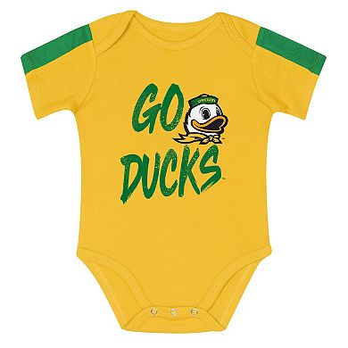 Infant Outerstuff Green/Yellow Oregon Ducks Double Down Creeper and Pants 3-Piece Set