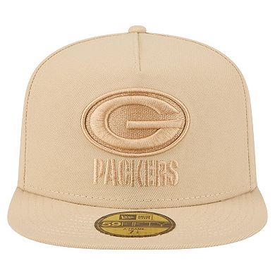 Men's New Era Light Beige Green Bay Packers Color Pack A-Frame 59FIFTY Fitted Hat