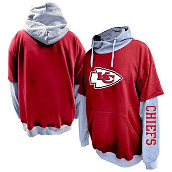 Men's Profile Red/Heather Gray Kansas City Chiefs Big & Tall Twofer Pullover Hoodie