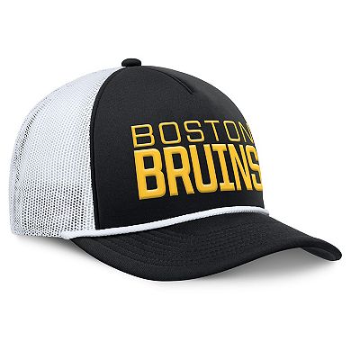 Men's Fanatics Black/White Boston Bruins Heritage Dutch A-Frame Trucker Adjustable Hat