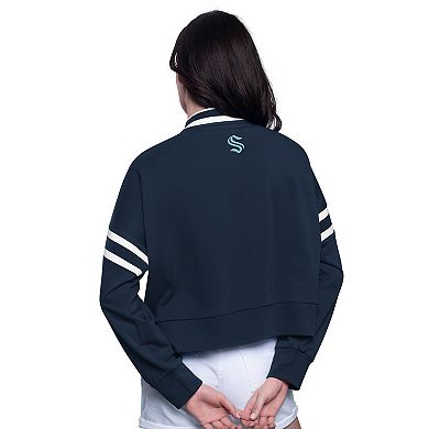 Women's Starter Deep Sea Blue Seattle Kraken Power Play Cropped Pullover Sweatshirt
