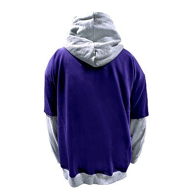 Men's Profile Purple/Heather Gray Baltimore Ravens Big & Tall Twofer Pullover Hoodie