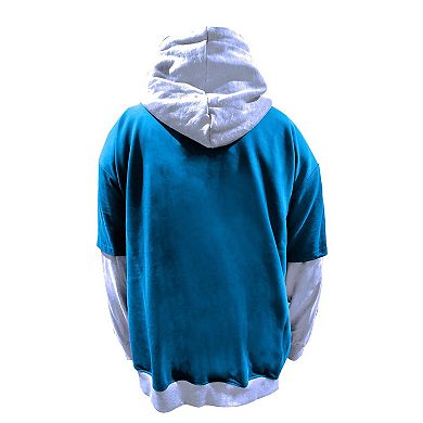 Men's Profile Blue/Heather Gray Detroit Lions Big & Tall Twofer Pullover Hoodie
