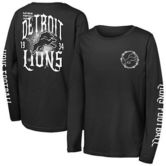 Youth Outerstuff Black Detroit Lions Rumble Long Sleeve T-Shirt