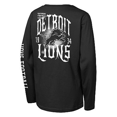 Youth Outerstuff Black Detroit Lions Rumble Long Sleeve T-Shirt