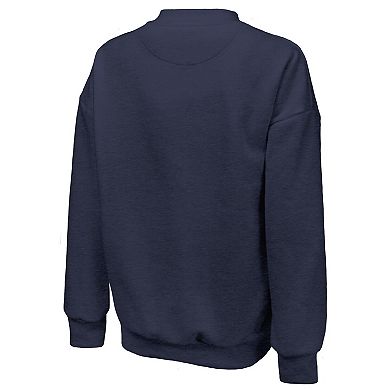 Women's Majestic Threads Navy Minnesota Lynx Primary Logo Drop Shoulder Tri-Blend Pullover Sweatshirt