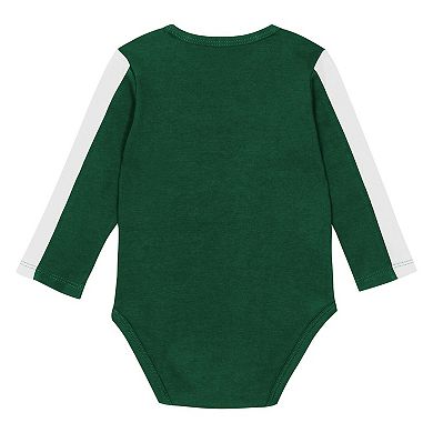 Infant Outerstuff Green/White Michigan State Spartans Double Down Creeper and Pants 3-Piece Set