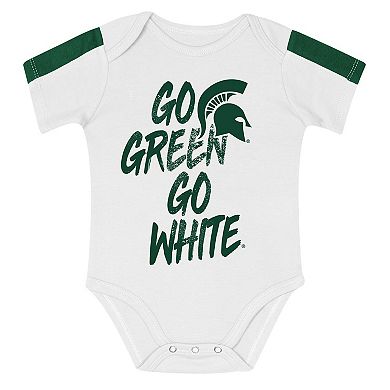 Infant Outerstuff Green/White Michigan State Spartans Double Down Creeper and Pants 3-Piece Set