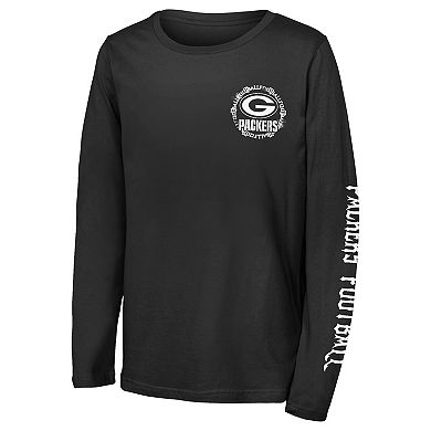 Youth Outerstuff Black Green Bay Packers Rumble Long Sleeve T-Shirt