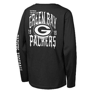 Youth Outerstuff Black Green Bay Packers Rumble Long Sleeve T-Shirt