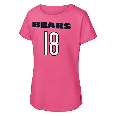 Girls Youth Outerstuff Caleb Williams Pink Chicago Bears Player Name & Number T-Shirt