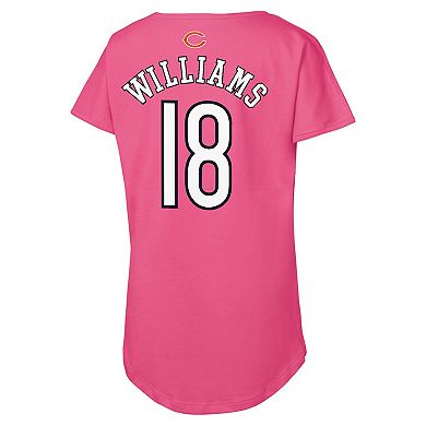 Girls Youth Outerstuff Caleb Williams Pink Chicago Bears Player Name & Number T-Shirt