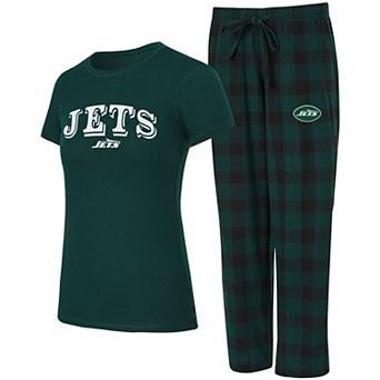 Women's Concepts Sport Green/Black New York Jets Avondale T-Shirt & Pants Flannel PJ Set