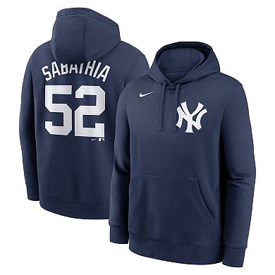 Men's Nike CC Sabathia Navy New York Yankees Retired Player Name & Number Club Pullover Hoodie
