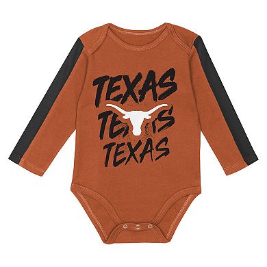 Infant Outerstuff Orange/Black Texas Longhorns Double Down Creeper and Pants 3-Piece Set