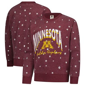 Girls Youth Wes & Willy Maroon Minnesota Golden Gophers Shimmer Star Reverse Fleece Pullover Sweatshirt