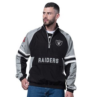 Men's Starter Black Las Vegas Raiders Prospect Half-Zip Pullover