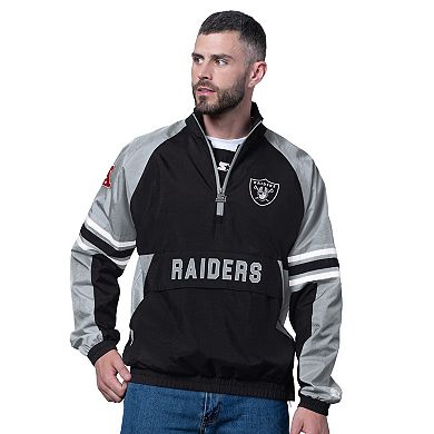 Men's Starter Black Las Vegas Raiders Prospect Half-Zip Pullover