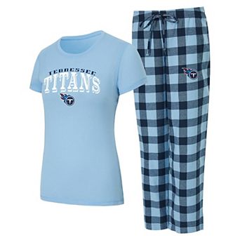 Women's Concepts Sport Light Blue/Navy Tennessee Titans Avondale T-Shirt & Pants Flannel PJ Set