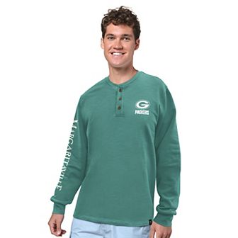 Men's Margaritaville Green Green Bay Packers Five O'Clock Henley Long Sleeve T-Shirt