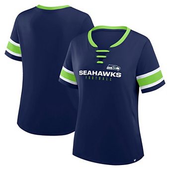Women's Fanatics College Navy Seattle Seahawks Redzone Draw Play Athena Lace-Up T-Shirt