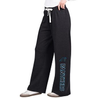 Women's G-III 4Her by Carl Banks Black Carolina Panthers Field Wide Leg Sweatpants