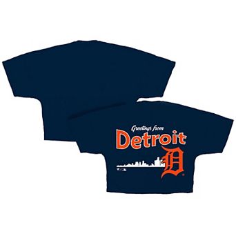 Women's Fanatics Navy Detroit Tigers Skyline Crop T-Shirt