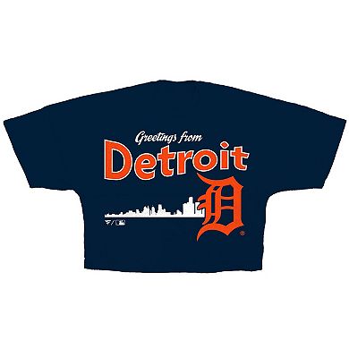 Women's Fanatics Navy Detroit Tigers Skyline Crop T-Shirt