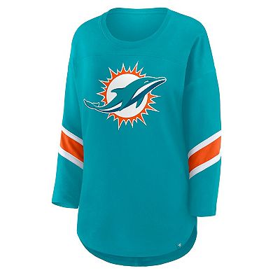 Women's Fanatics Aqua Miami Dolphins Redzone 3/4-Sleeve T-Shirt