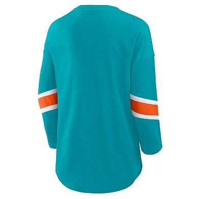 Women's Fanatics Aqua Miami Dolphins Redzone 3/4-Sleeve T-Shirt