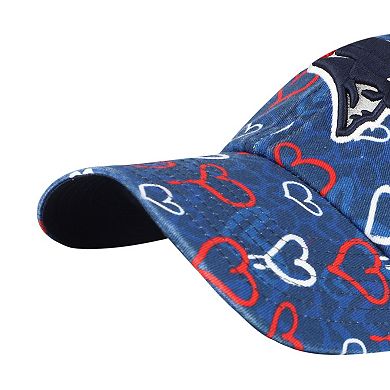 Girls Youth '47 Navy New England Patriots Mural Clean Up Adjustable Hat