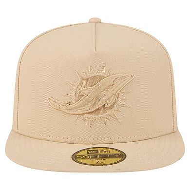 Men's New Era Light Beige Miami Dolphins Color Pack A-Frame 59FIFTY Fitted Hat