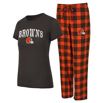 Women's Concepts Sport Brown/Orange Cleveland Browns Avondale T-Shirt & Pants Flannel PJ Set