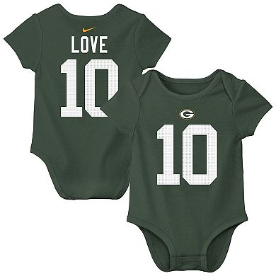 Newborn & Infant Nike Jordan Love Green Green Bay Packers Player Name & Number Bodysuit
