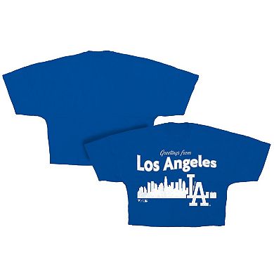 Women's Fanatics Royal Los Angeles Dodgers Skyline Crop T-Shirt